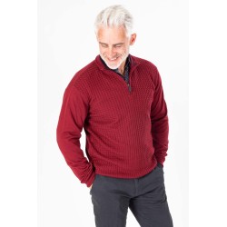pull torsadé coton cachemire bordeaux