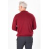 pull bordeaux torsadé sur le torse en coton et cachemire