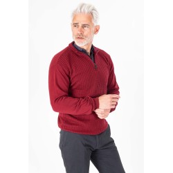 pull torsadé coupe droite coton cachemire bordeaux