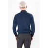 pull coton et cachemire coupe droite bleu marine torsadé