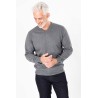pull col V gris en coton et cachemire