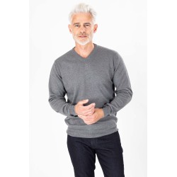 pull col v coupe droite coton cachemire