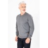 pull coton et cachemire gris col V