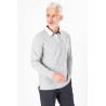 polo col gris clair col blanc en coton