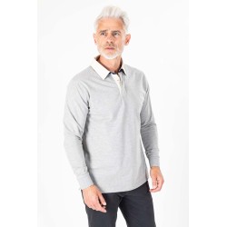 polo coupe regulière en coton gris clair