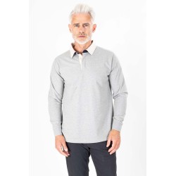 polo coupe droite gris clair en coton