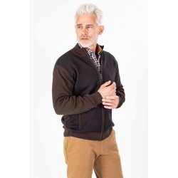 gilet manches longues marron laine mélangée
