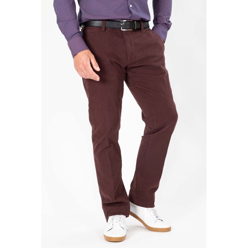 pantalon couleur prune en coton et elasthane