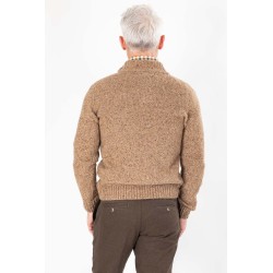 Pull col boutonné beige coupe droite