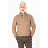 Pull col boutonné beige en  laine mélangée