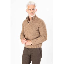 Pull col boutonné beige