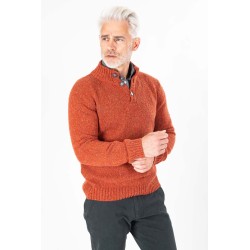 Pull col boutonné orange