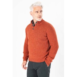 Pull col boutonné orange