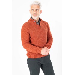 Pull col boutonné orange