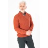 Pull col boutonné orange