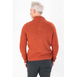 Pull col boutonné orange