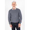 Pull col roulotté  rayé marine