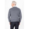 Pull col roulotté  rayé marine en laine mélangée