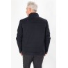 Blouson matelassé bi-matière marine col montant