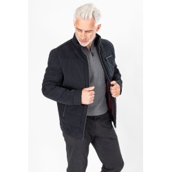 Blouson matelassé bi-matière marine poches zippées