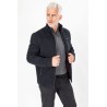 Blouson matelassé bi-matière marine avec poignets fermés par boutons pressions