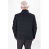 Blouson matelassé bi-matière marine avec empiècement en tissus effet chevron