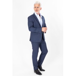 Pantalon marine effet chiné et sa veste assortie