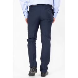 Pantalon marine en laine super 100 coupe ajustée