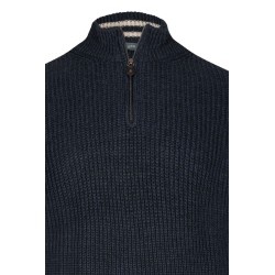 Pull col camionneur bleu zippé