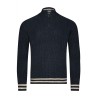 Pull col camionneur bleu en laine et acrylique
