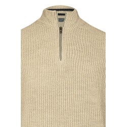 Pull col camionneur beige col zippé