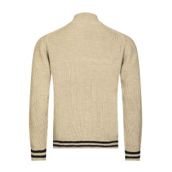 Pull col camionneur beige en laine mélangée coupe droite