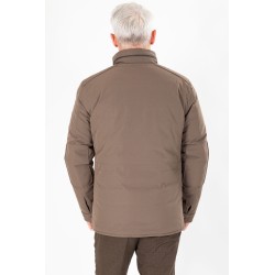 Parka multipoches beige foncé coupe droite avec coudes renforcé