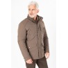 Parka multipoches beige foncé à col montant zippé