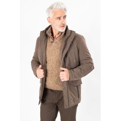 Parka multipoches beige foncé poignets à 2 pressions