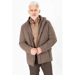 Parka multipoches beige foncé avec lien de serrage à la taille