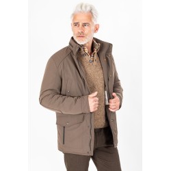 Parka multipoches beige foncé pour des sorties nature décontractée