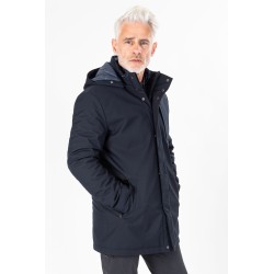 Parka marine à capuche finition lisse