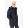 Parka marine à capuche finition lisse