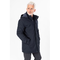 Parka marine à capuche col montant