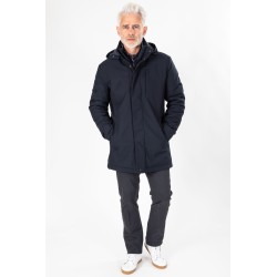 Parka marine à capuche à fermeture zippée