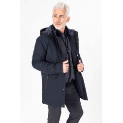 Parka marine à capuche avec poches