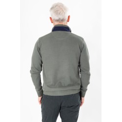 sweat kaki col zip en coton