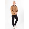 sweat marron en coton col contrasté