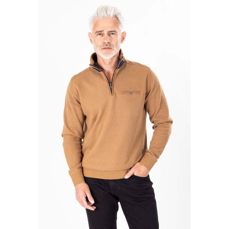 sweat marron en coton manches longues collection hiver