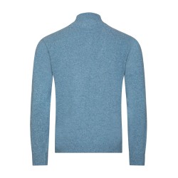 Pull col camionneur bleu en laine d'agneau coupe régulière