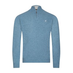 Pull col camionneur bleu en laine d'agneau