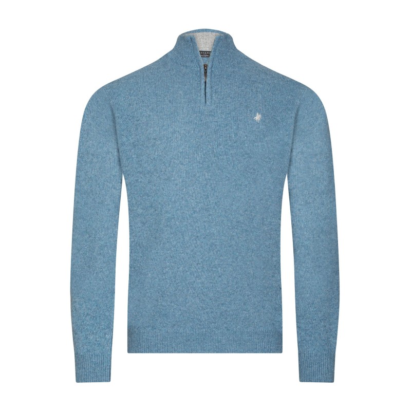 Pull col camionneur bleu en laine d'agneau