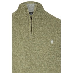 Pull col camionneur yippé kaki en laine mélangée
