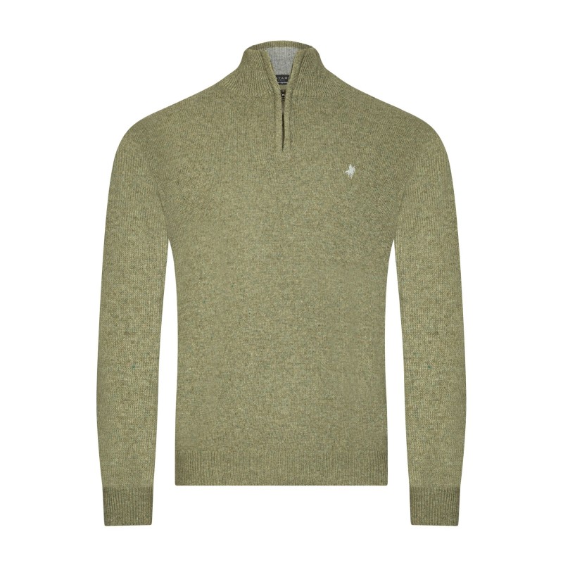 Pull col camionneur kaki en laine d'agneau